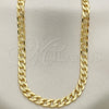 Gargantilla Basica 5.223.004.30 Oro Laminado, Diseño de Cubana Pave, Diamantado, Tono Dorado (140 Gauge, 06 MM Thickness, 30 Inches Length)