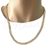 Gargantilla Basica 5.223.003.24 Oro Laminado, Diseño de Cubana Pave, Diamantado, Tono Dorado (160 Gauge, 06 MM Thickness, 24 Inches Length)