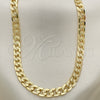 Gargantilla Basica 5.223.003.24 Oro Laminado, Diseño de Cubana Pave, Diamantado, Tono Dorado (160 Gauge, 06 MM Thickness, 24 Inches Length)