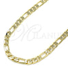 Gargantilla Basica 5.223.034.24 Oro Laminado, Diseño de Pave Figaro, Diamantado, Tono Dorado (Calibre 160, Grosor 07 MM, 24 Pulgadas de Largo)