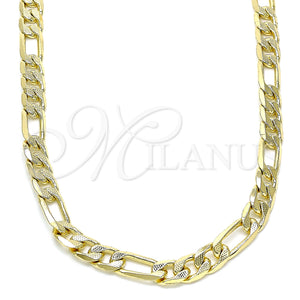 Gargantilla Basica 5.223.034.24 Oro Laminado, Diseño de Pave Figaro, Diamantado, Tono Dorado (160 Gauge, 07 MM Thickness, 24 Inches Length)