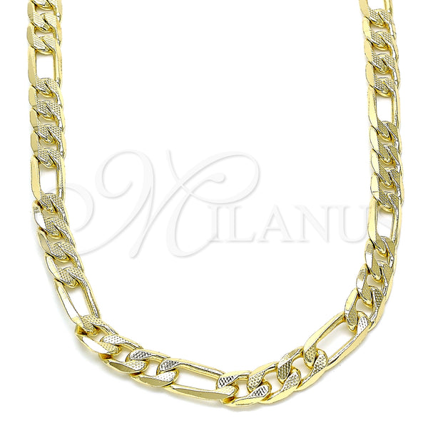 Gargantilla Basica 5.223.034.24 Oro Laminado, Diseño de Pave Figaro, Diamantado, Tono Dorado (160 Gauge, 07 MM Thickness, 24 Inches Length)