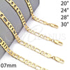 Gargantilla Basica 5.223.034.24 Oro Laminado, Diseño de Pave Figaro, Diamantado, Tono Dorado (160 Gauge, 07 MM Thickness, 24 Inches Length)