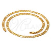 Gargantilla Basica 5.223.034.30 Oro Laminado, Diseño de Pave Figaro, Diamantado, Tono Dorado (160 Gauge, 07 MM Thickness, 30 Inches Length)