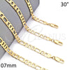 Gargantilla Basica 5.223.034.30 Oro Laminado, Diseño de Pave Figaro, Diamantado, Tono Dorado (160 Gauge, 07 MM Thickness, 30 Inches Length)