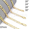 Gargantilla Basica 5.223.034.30 Oro Laminado, Diseño de Pave Figaro, Diamantado, Tono Dorado (160 Gauge, 07 MM Thickness, 30 Inches Length)