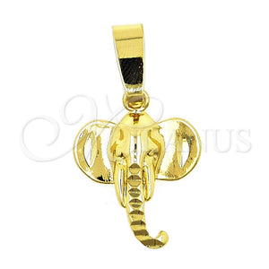 Dije Elegante 5.183.014 Oro Laminado, Diseño de Elefante, Pulido, Tono Dorado