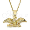 Dije Elegante 5.182.006 Oro Laminado, Diseño de Águila, Diamantado, Tono Dorado