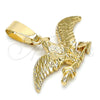 Dije Elegante 5.182.006 Oro Laminado, Diseño de Águila, Diamantado, Tono Dorado