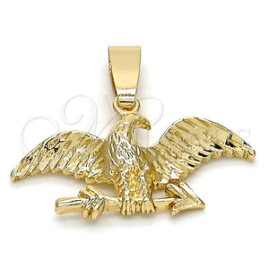 Dije Elegante 5.182.006 Oro Laminado, Diseño de Águila, Diamantado, Tono Dorado