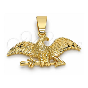 Dije Elegante 5.182.006 Oro Laminado, Diseño de Águila, Diamantado, Tono Dorado