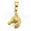 Dije Elegante 5.183.017 Oro Laminado, Diseño de Caballo, Pulido, Tono Dorado