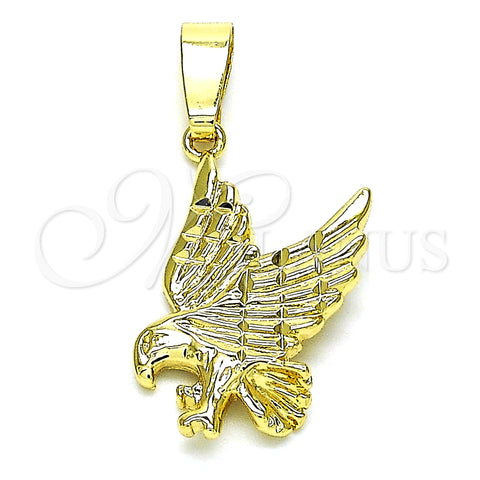 Dije Elegante 5.182.010 Oro Laminado, Diseño de Águila, Diamantado, Tono Dorado