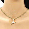 Dije Elegante 5.180.029 Oro Laminado, Diseño de Pescado, Diamantado, Tono Dorado