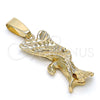 Dije Elegante 5.183.020 Oro Laminado, Diseño de Águila, Diamantado, Tono Dorado