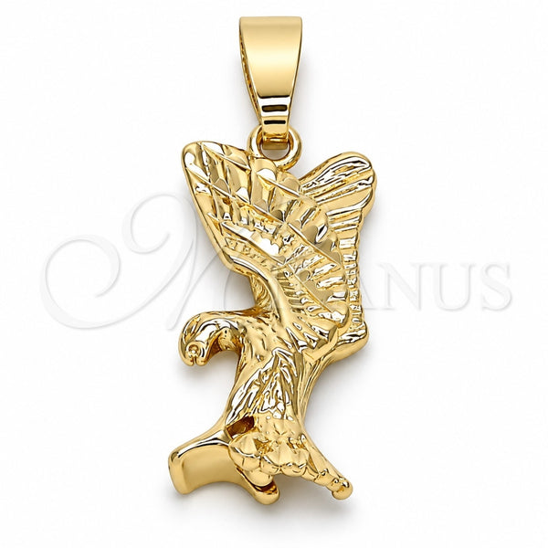 Dije Elegante 5.183.020 Oro Laminado, Diseño de Águila, Diamantado, Tono Dorado