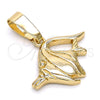 Dije Elegante 5.183.051 Oro Laminado, Diseño de Pescado, Diamantado, Tono Dorado