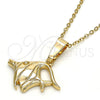 Dije Elegante 5.183.051 Oro Laminado, Diseño de Pescado, Diamantado, Tono Dorado