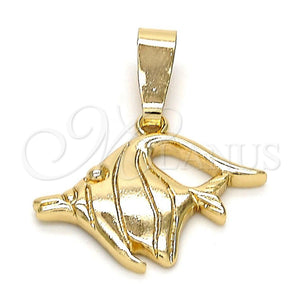 Dije Elegante 5.183.051 Oro Laminado, Diseño de Pescado, Diamantado, Tono Dorado