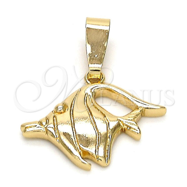 Dije Elegante 5.183.051 Oro Laminado, Diseño de Pescado, Diamantado, Tono Dorado
