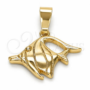 Dije Elegante 5.183.051 Oro Laminado, Diseño de Pescado, Diamantado, Tono Dorado