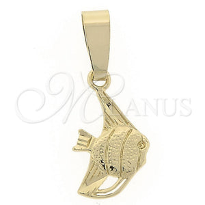 Dije Elegante 5.180.035 Oro Laminado, Diseño de Pescado, Diamantado, Tono Dorado