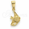 Dije Elegante 5.180.035 Oro Laminado, Diseño de Pescado, Diamantado, Tono Dorado