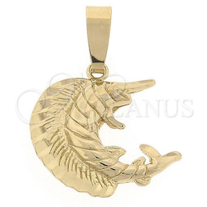 Dije Elegante 5.180.023 Oro Laminado, Diseño de Pescado, Diamantado, Tono Dorado