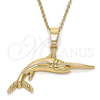 Dije Elegante 5.180.030 Oro Laminado, Diseño de Pescado, Pulido, Tono Dorado