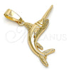 Dije Elegante 5.180.030 Oro Laminado, Diseño de Pescado, Pulido, Tono Dorado