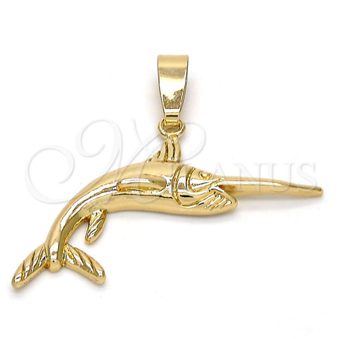 Dije Elegante 5.180.030 Oro Laminado, Diseño de Pescado, Pulido, Tono Dorado