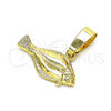 Dije Elegante 5.180.038 Oro Laminado, Diseño de Pescado, Diamantado, Tono Dorado