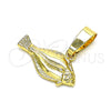 Dije Elegante 5.180.038 Oro Laminado, Diseño de Pescado, Diamantado, Tono Dorado