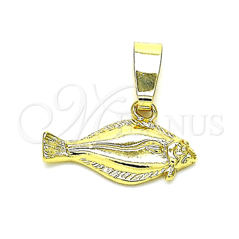 Dije Elegante 5.180.038 Oro Laminado, Diseño de Pescado, Diamantado, Tono Dorado