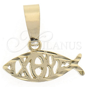 Dije Elegante 5.183.052 Oro Laminado, Diseño de Pescado, Diamantado, Tono Dorado