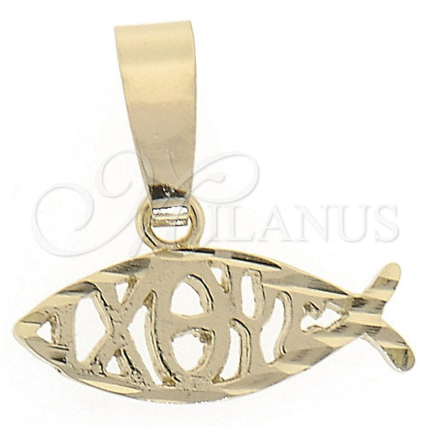 Dije Elegante 5.183.052 Oro Laminado, Diseño de Pescado, Diamantado, Tono Dorado