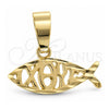 Dije Elegante 5.183.052 Oro Laminado, Diseño de Pescado, Diamantado, Tono Dorado