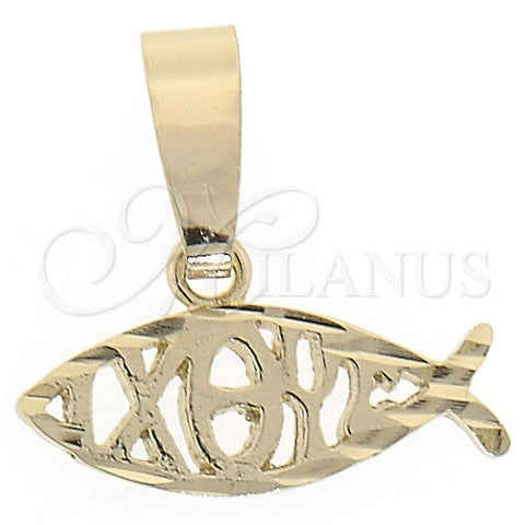 Dije Elegante 5.183.052 Oro Laminado, Diseño de Pescado, Diamantado, Tono Dorado