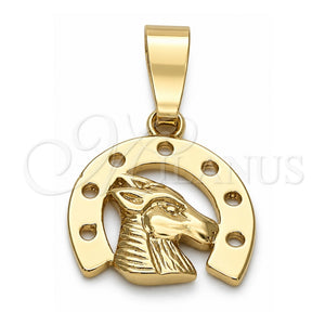 Dije Elegante 5.180.020 Oro Laminado, Diseño de Caballo, Pulido, Tono Dorado