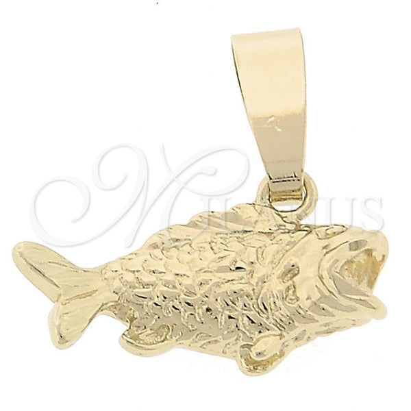 Dije Elegante 5.180.032 Oro Laminado, Diseño de Pescado, Diamantado, Tono Dorado