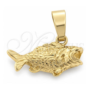 Dije Elegante 5.180.032 Oro Laminado, Diseño de Pescado, Diamantado, Tono Dorado