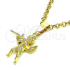 Dije Religioso 5.183.001 Oro Laminado, Diseño de Angel, Diamantado, Tono Dorado