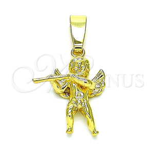 Dije Religioso 5.183.001 Oro Laminado, Diseño de Angel, Diamantado, Tono Dorado