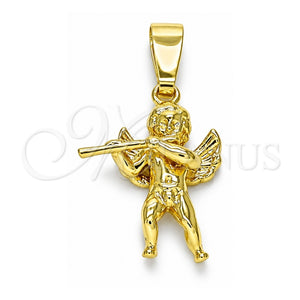 Dije Religioso 5.183.001 Oro Laminado, Diseño de Angel, Diamantado, Tono Dorado