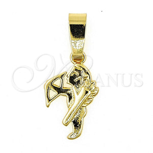 Dije Religioso 5.182.026 Oro Laminado, Diseño de Angel, Pulido, Tono Dorado