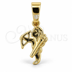 Dije Religioso 5.182.026 Oro Laminado, Diseño de Angel, Pulido, Tono Dorado