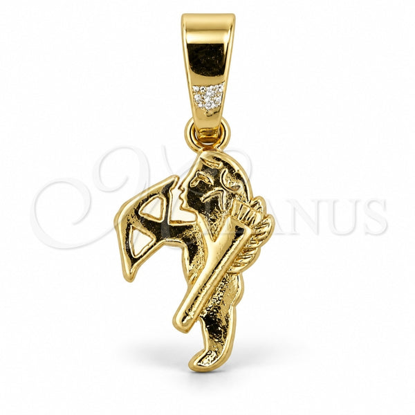 Dije Religioso 5.182.026 Oro Laminado, Diseño de Angel, Pulido, Tono Dorado