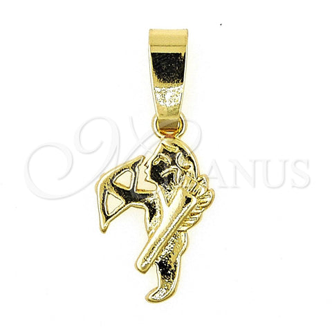 Dije Religioso 5.182.026 Oro Laminado, Diseño de Angel, Pulido, Tono Dorado