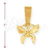 Dije Elegante 5.183.049 Oro Laminado, Diseño de Mariposa, Diamantado, Tono Dorado
