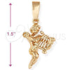 Dije Religioso 5.182.020 Oro Laminado, Diseño de Angel, Pulido, Tono Dorado